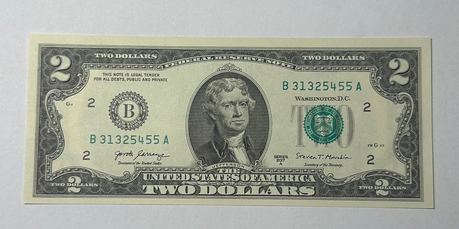 USA 2 Dollar Biljet - UNC, Postzegels en Munten, Bankbiljetten | Amerika, Ophalen of Verzenden, Noord-Amerika, Los biljet