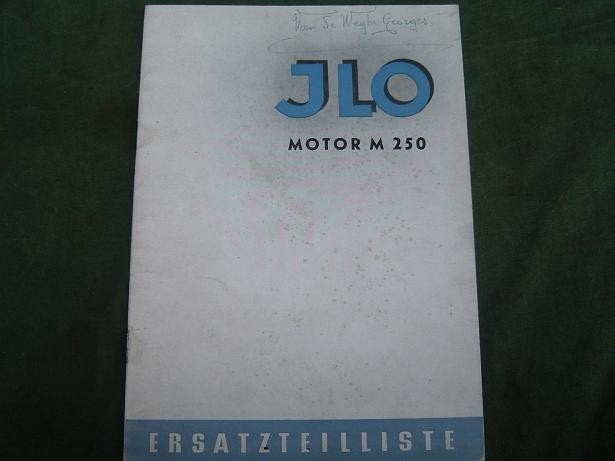 JLO M250 1952 viergang ersatzteil liste M 250 ILO, Ophalen of Verzenden, Overige merken