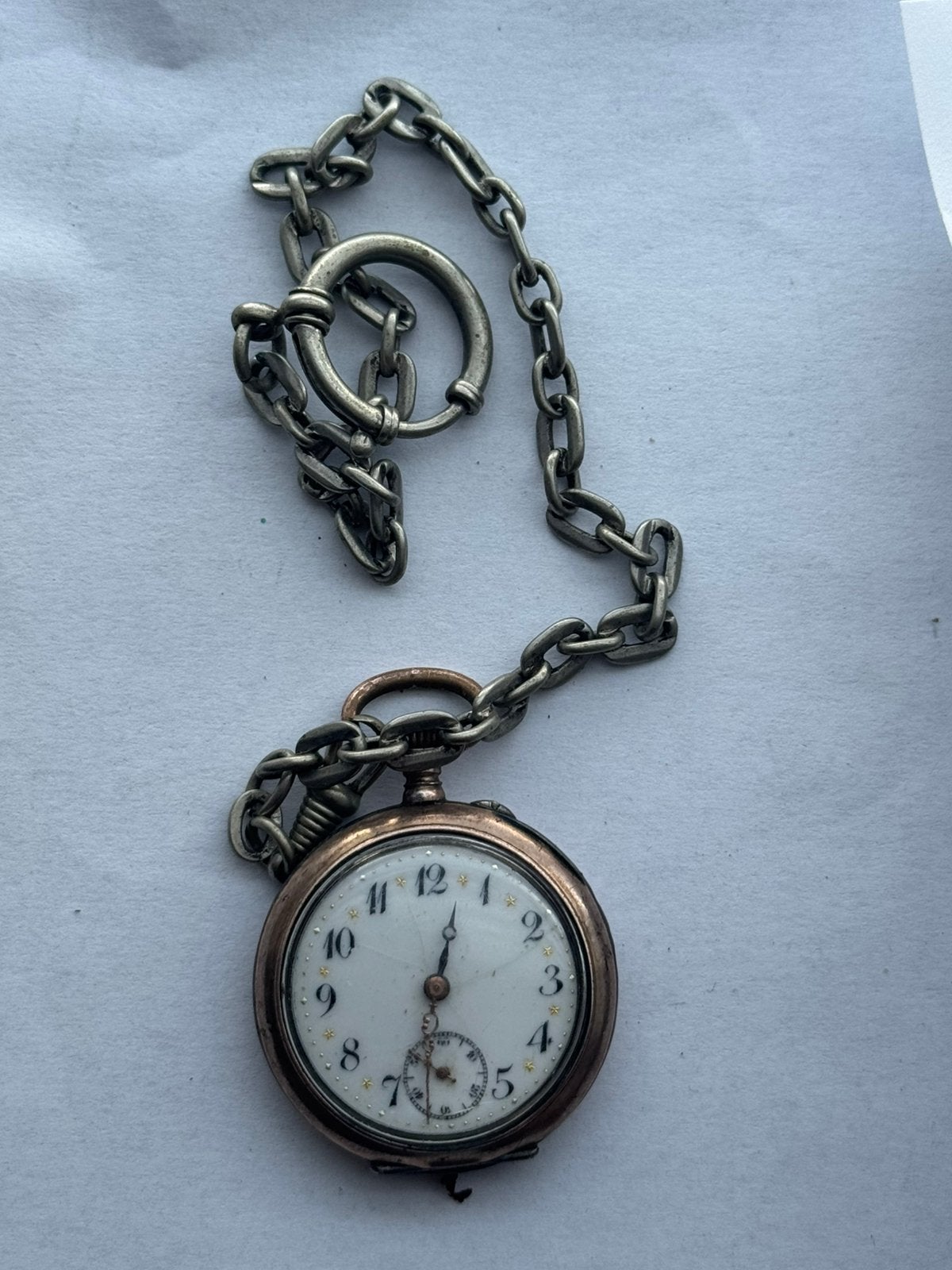 Antiek Zwitsers zilveren zakhorloge 0.800–Remontoir 10 Rubis, Ophalen of Verzenden, Zilver, Overige merken