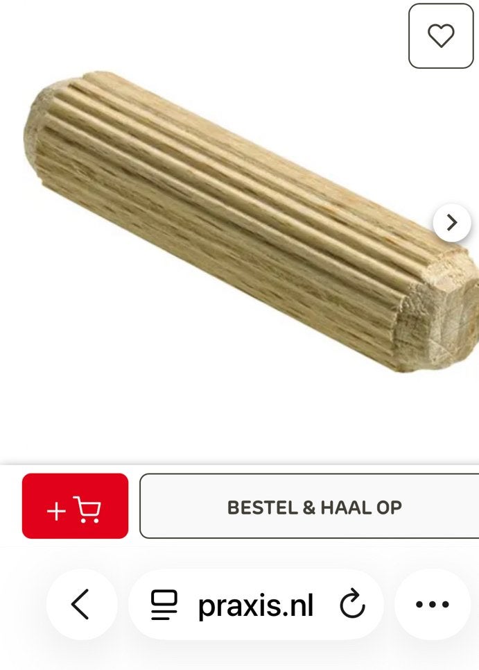 Gezocht 2x houtdeuvel 1,5 cm, Minder dan 4 cm, Overige materialen, Ophalen of Verzenden, Zo goed als nieuw