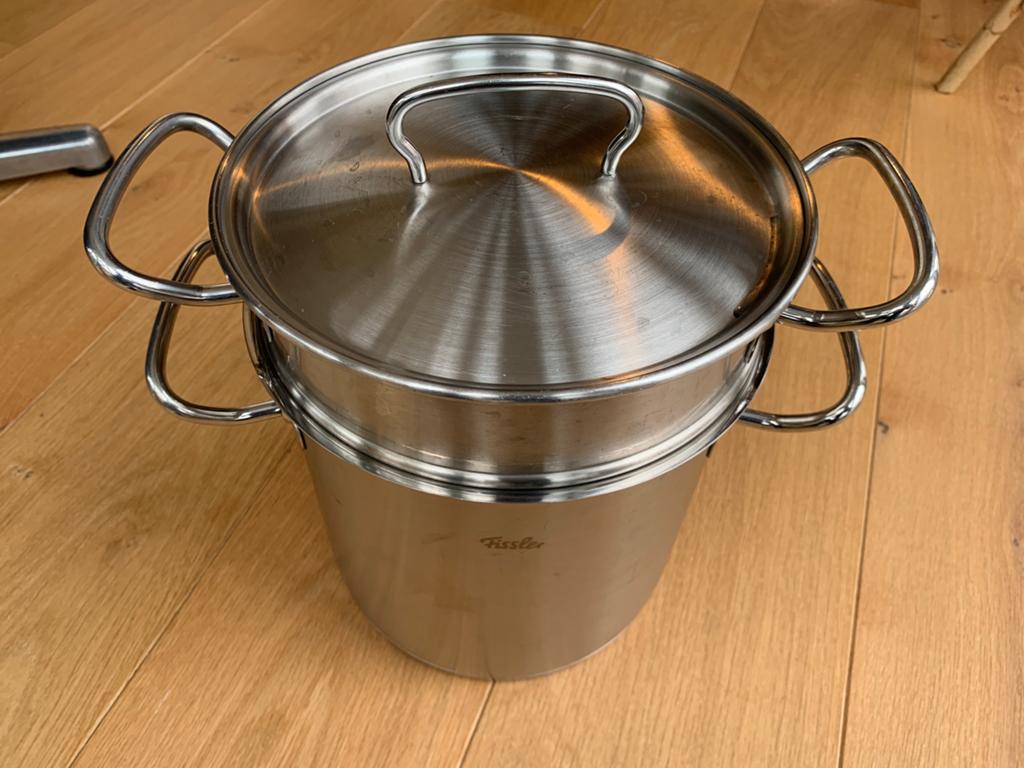 Fissler original profi multistar pastapan 20 cm met inzet, Ophalen of Verzenden, Gebruikt, Rvs, Kookpan of Snelkookpan