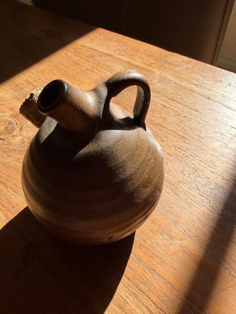 Vintage Aardewerken Kruikje met Kurk van Jan de Graaf, Antiek en Kunst, Ophalen of Verzenden