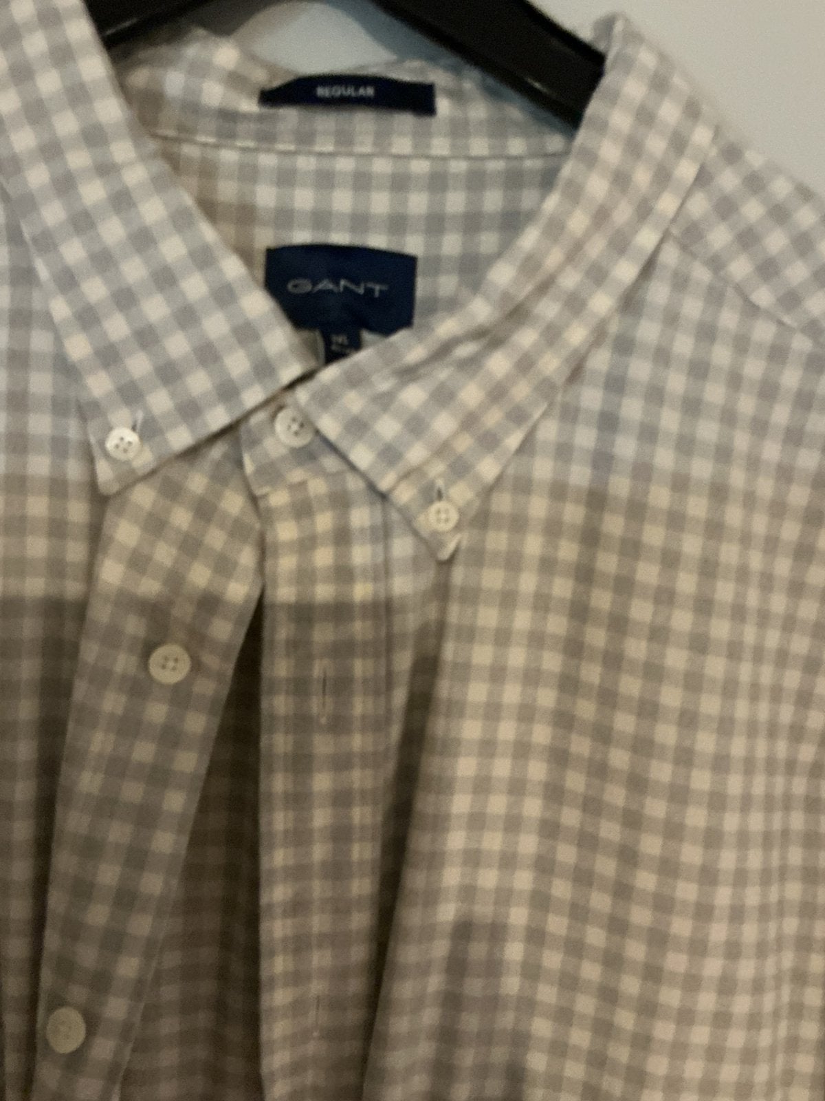 GANT Grijs/Wit geblokt buttondown overhemd Mt 3XL zgan, Ophalen of Verzenden, Zo goed als nieuw, Geel, Overige halswijdtes