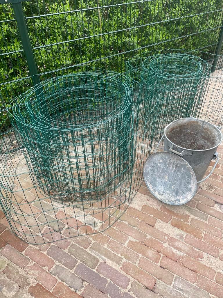 Tuinhek gaas en palen - Ideaal voor moestuin of afzetting, Ophalen of Verzenden, Gebruikt, 20 meter of meer, Gaas