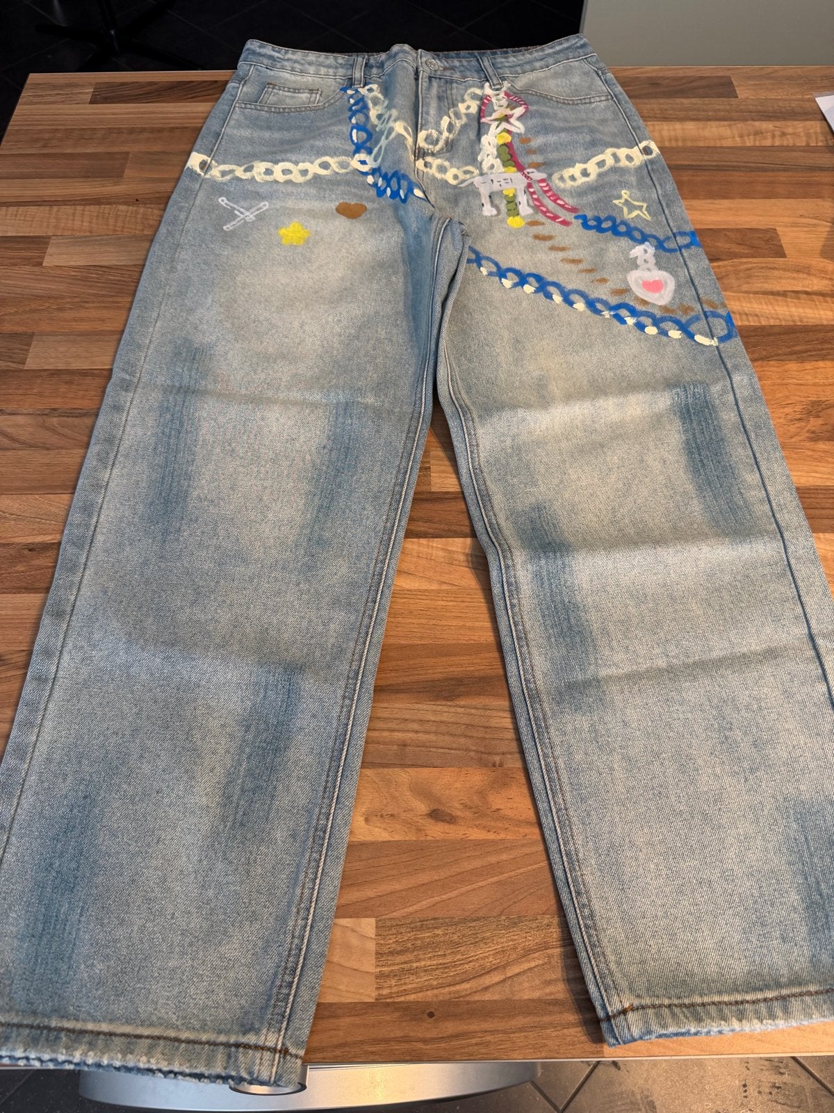 Acne Studios Jeans met Unieke Handgeschilderde Details, Ophalen of Verzenden, Nieuw, Blauw, W28 - W29 (confectie 36)