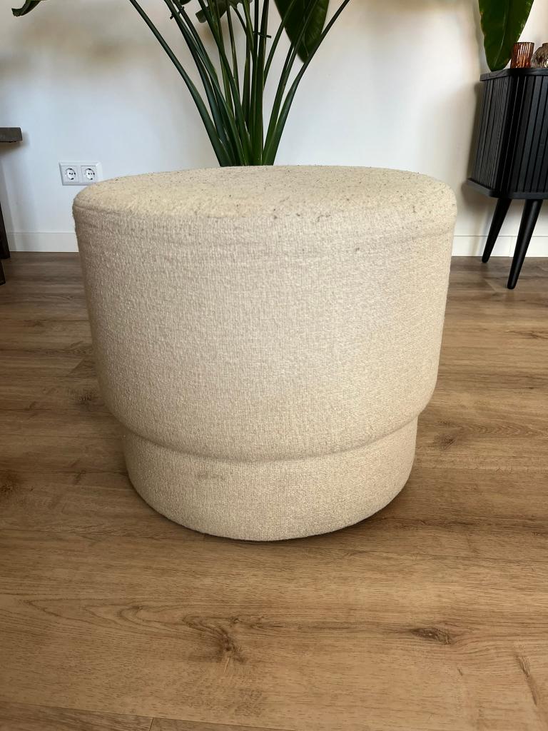 Poef laag crème, Ophalen, Minder dan 50 cm, Stof, 50 tot 75 cm