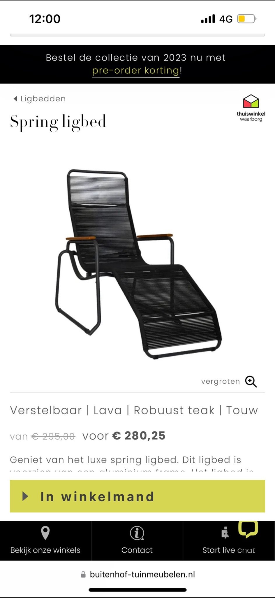 Set van 2 Life Outdoor ligstoelen met bijzettafeltje, Tuin en Terras, Ligbedden, Ophalen, Gebruikt, Textileen, Verstelbaar