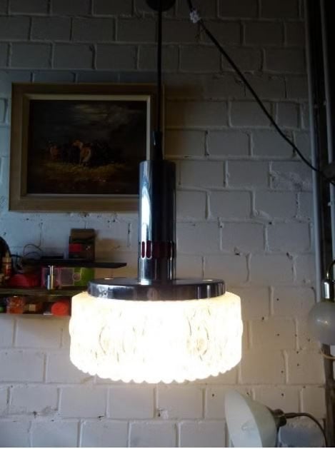 vintage space age hanglamp Lita France, Ophalen, 50 tot 75 cm, Zo goed als nieuw, Glas