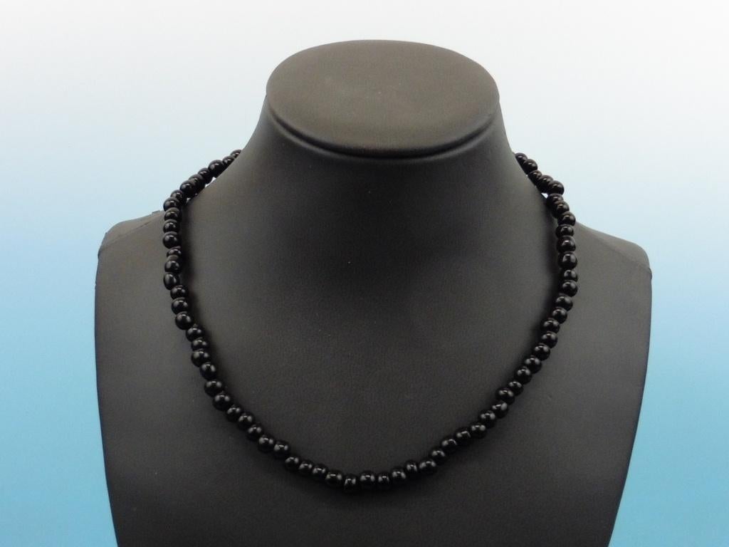 Onix collier en armband met zilveren slot               D139, Gebruikt, ., Zwart, Ophalen of Verzenden