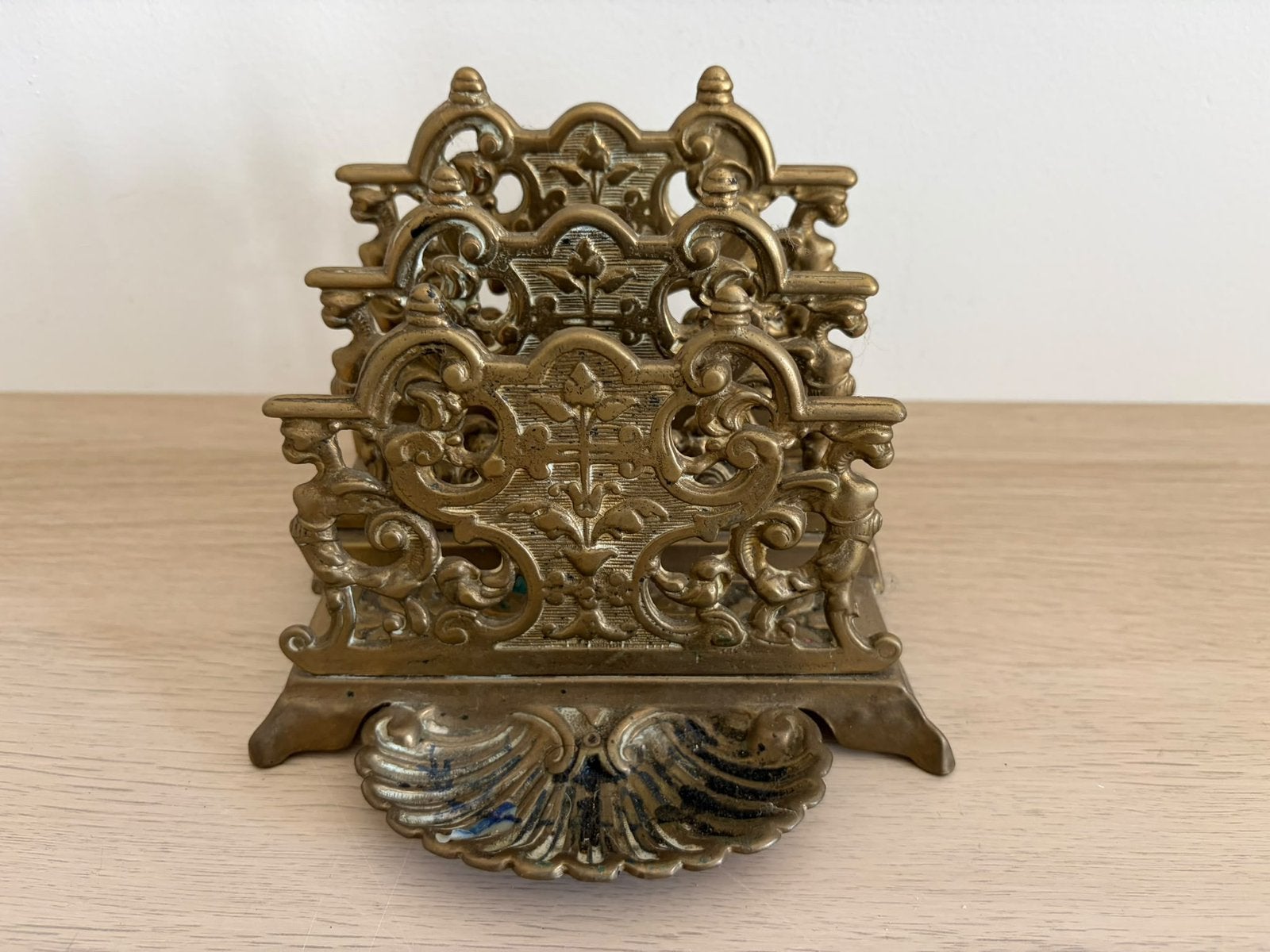 Antieke messing brieven houder, Ophalen of Verzenden