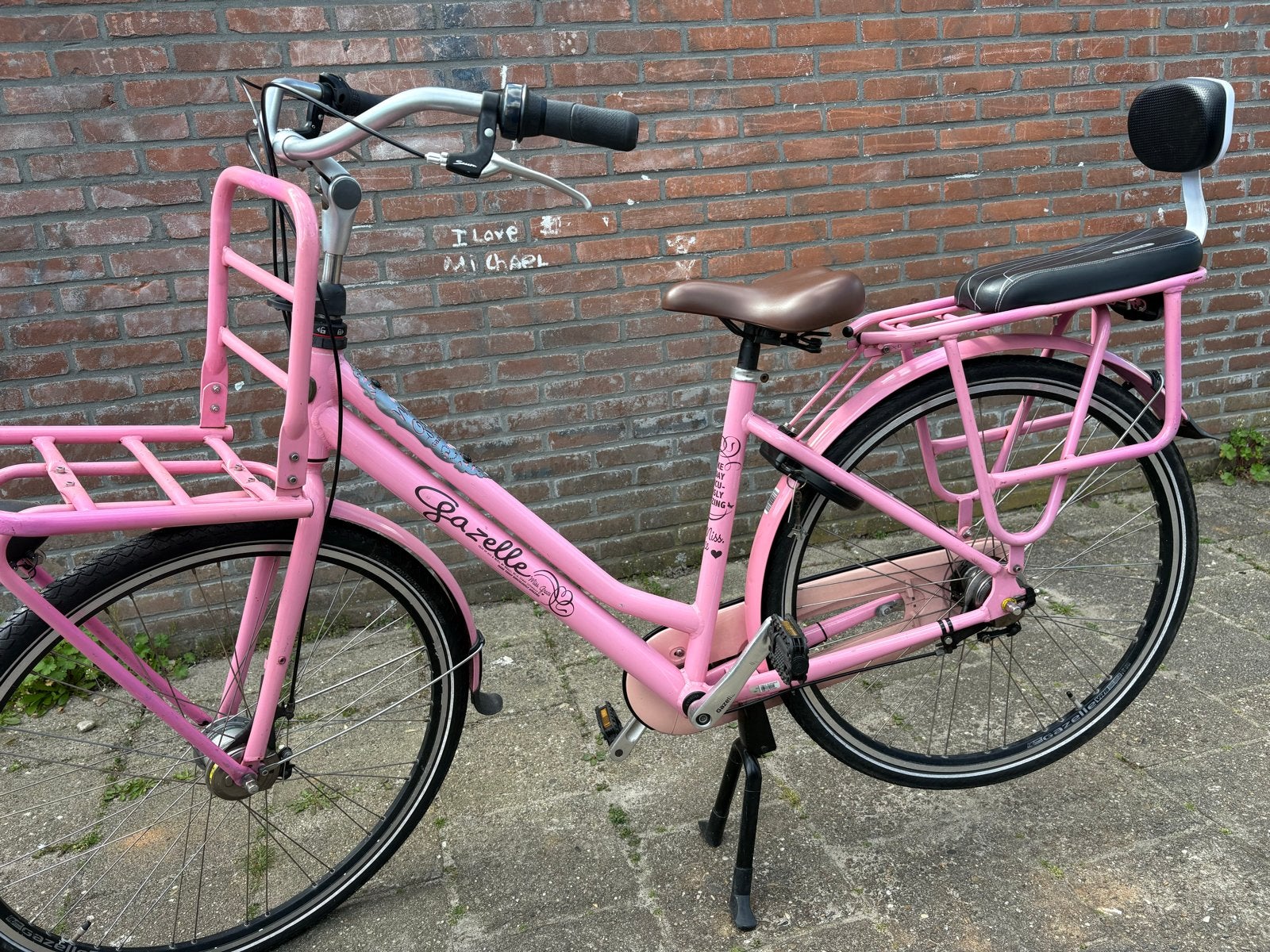 Roze Gazelle Miss Grace transportfiets met voordrager 26”, Ophalen, Terugtraprem, 50 tot 53 cm, Gazelle