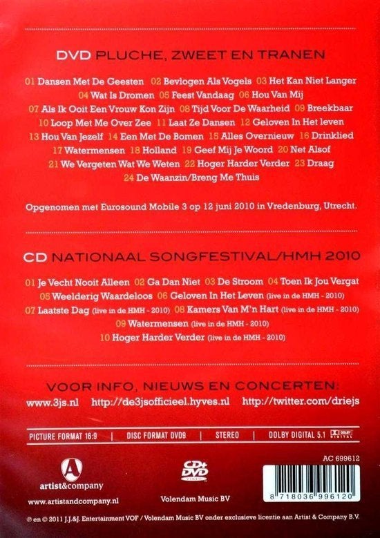3Js - Pluche, zweet & tranen theatertour 2010 (DVD+CD), Cd's en Dvd's, Dvd's | Muziek en Concerten, Alle leeftijden, Ophalen of Verzenden