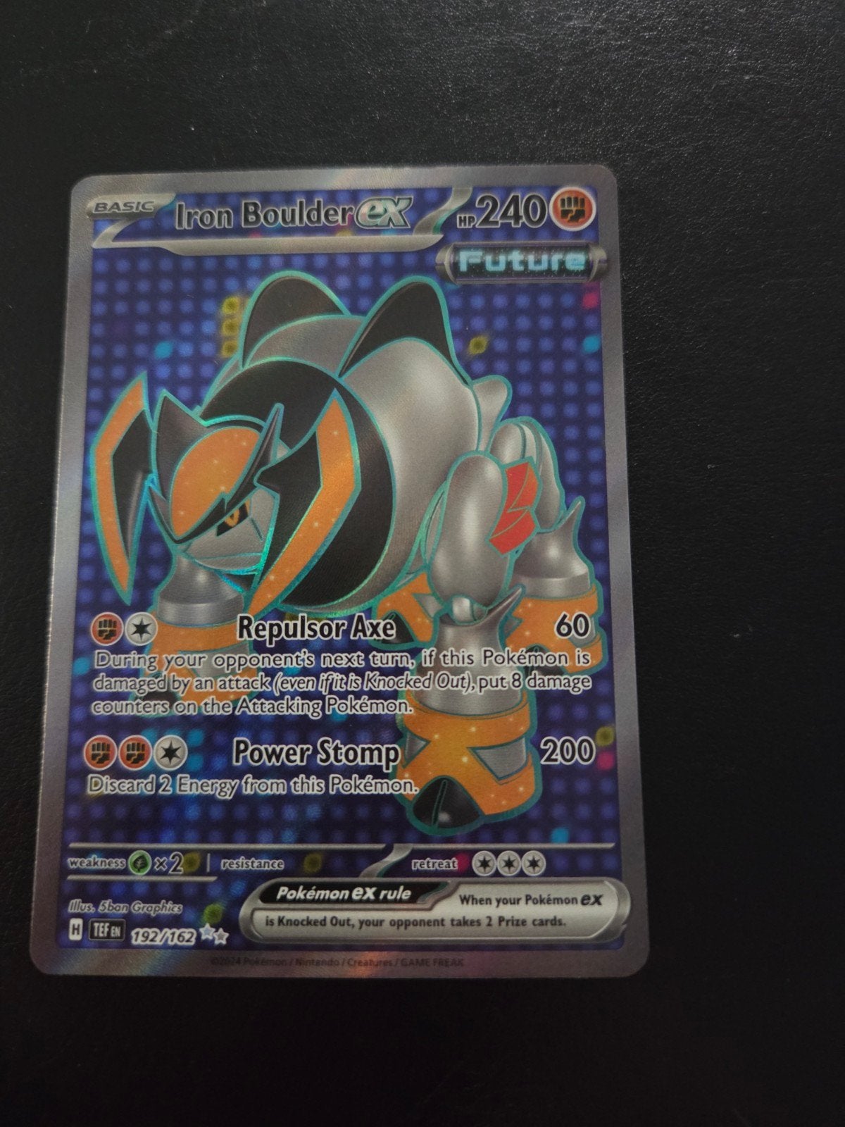 Pokémon Iron Boulder ex 192/162 Future Foil Kaart, Ophalen of Verzenden, Zo goed als nieuw, Losse kaart, Foil