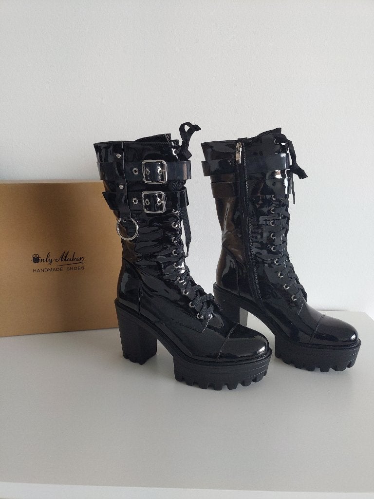 Nieuw! OnlyMaker hakken laarzen gothic goth cyber maat 40, Hoge laarzen, Verzenden, Nieuw, Only Maker