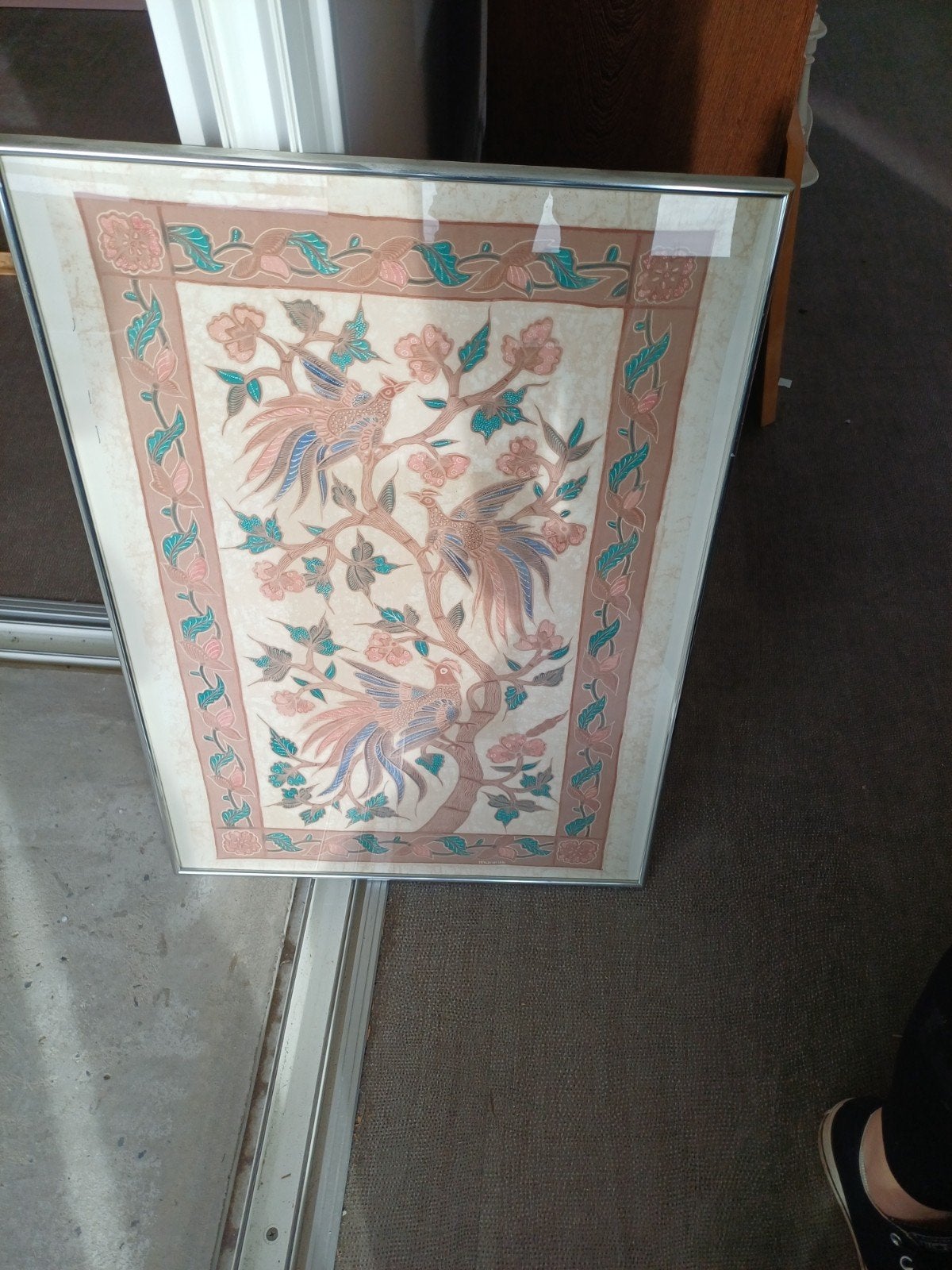 Ingelijste print met vogels en bloesem, Huis en Inrichting, Ophalen, 50 – 75, 50 tot 75 cm, Print