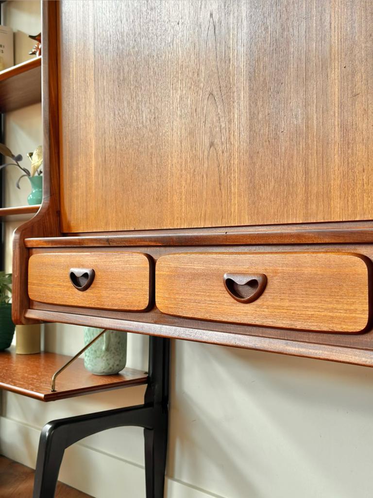 Vintage wandmeubel Webe Louis van Teeffelen teak jaren 50/60, Ophalen, 250 tot 300 cm, Gebruikt, Teakhout