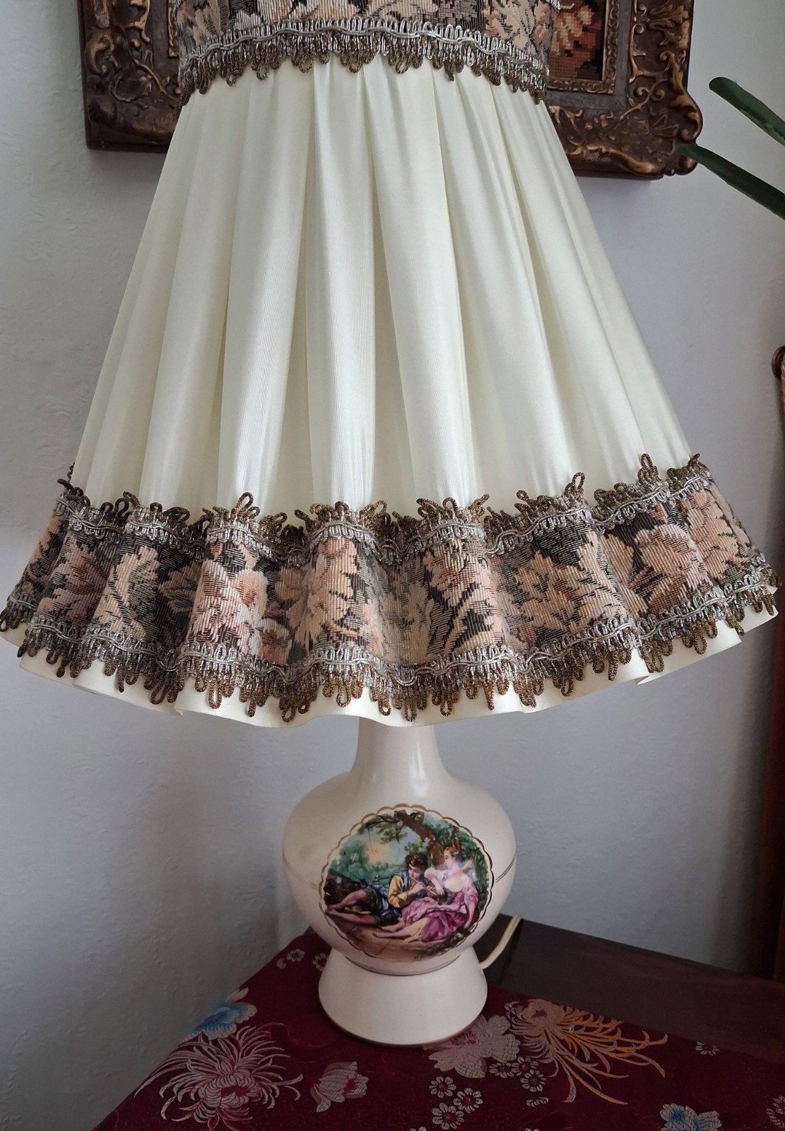 Antieke/Lamp/Lampekap/Boudoir, Huis en Inrichting, Ophalen, Rond