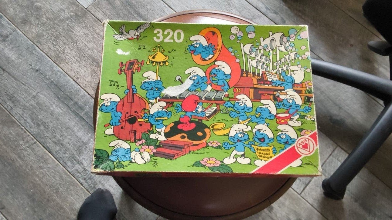 vintage Smurfen puzzel van ASS -, Ophalen of Verzenden, Meer dan 50 stukjes, 6 jaar of ouder