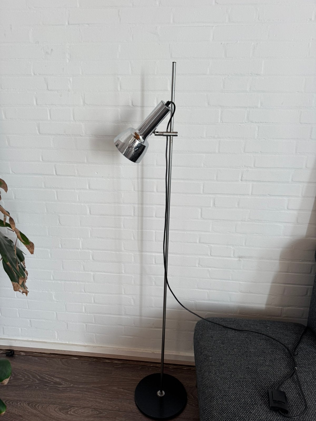Vintage chromen vloerlamp verstelbare spotjaren 70 Space Age, Huis en Inrichting, Ophalen, Zo goed als nieuw, Metaal, 150 tot 200 cm