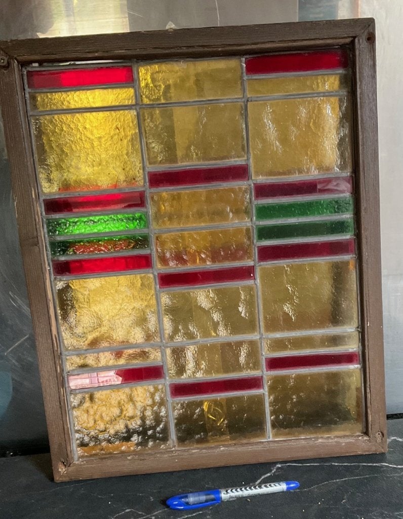 ArtDeco - Glas in lood - Geel+Rood+Groen glas, Ophalen