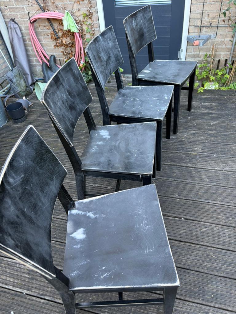 4x geschuurde IKEA Norvald stoelen, Ophalen, Gebruikt, Hout