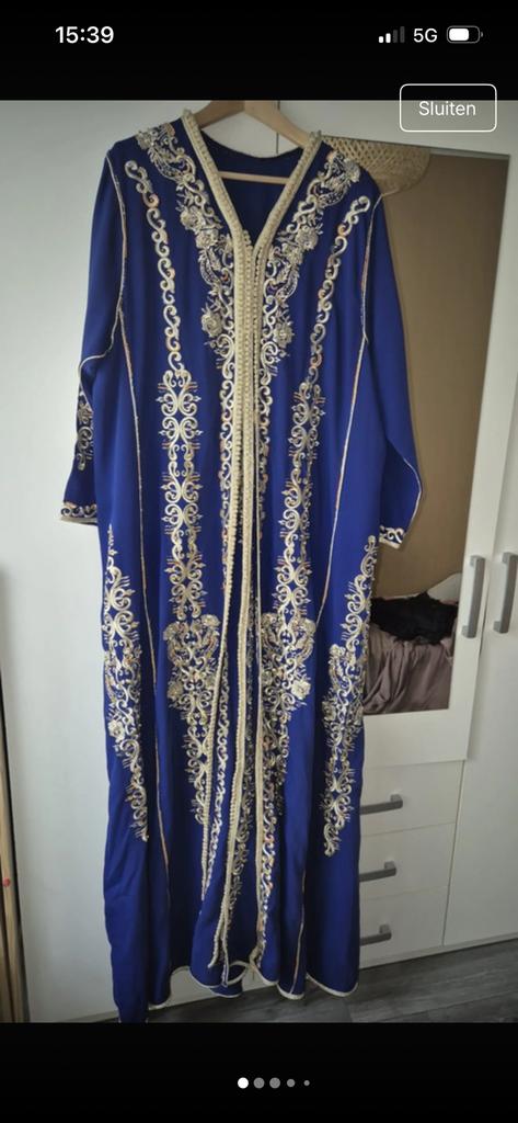 Marokkaanse kaftan koningsblauw maat xxl, Overige typen, Blauw, Maat 46/48 (XL) of groter, Ophalen of Verzenden