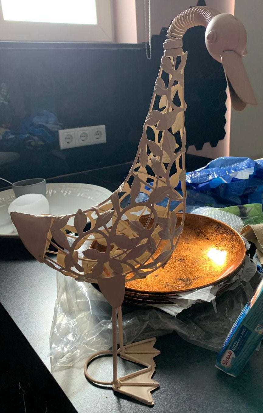 Metalen vogel eend creme art design kunst beeld steam punk, Ophalen of Verzenden