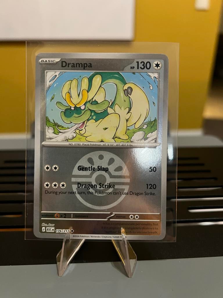Pokémon Kaart Drampa 176/217 - Ball, Ophalen of Verzenden, Zo goed als nieuw, Losse kaart