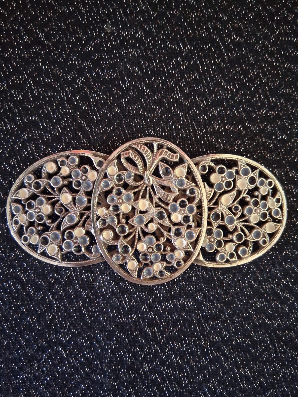Oude vintage riemgesp met emaille en kleine marcasiet, Ophalen of Verzenden, Gedragen, Bruin, Minder dan 80 cm