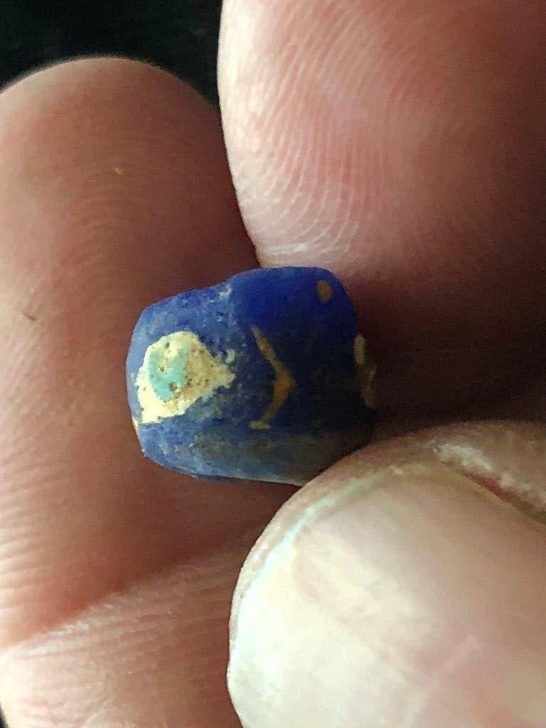 Romeinse OGEN kraal prachtig blauw Bodemvondst Italië apart, Antiek en Kunst, Ophalen