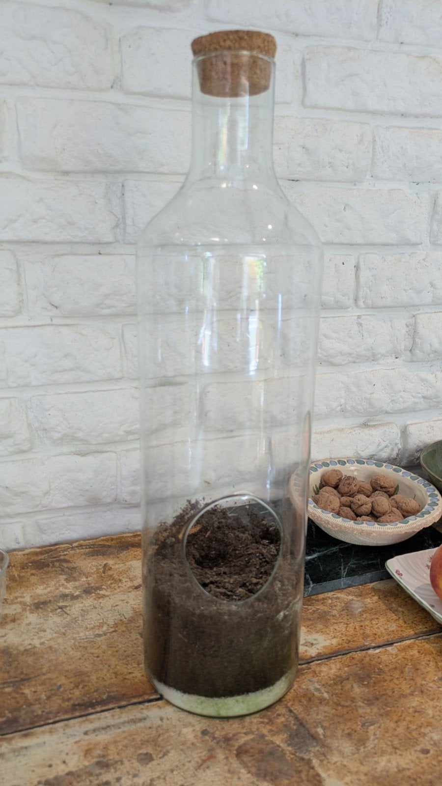 Glazen bloempot/stolp, Huis en Inrichting, Glas, Ophalen, Zo goed als nieuw, Met kurk