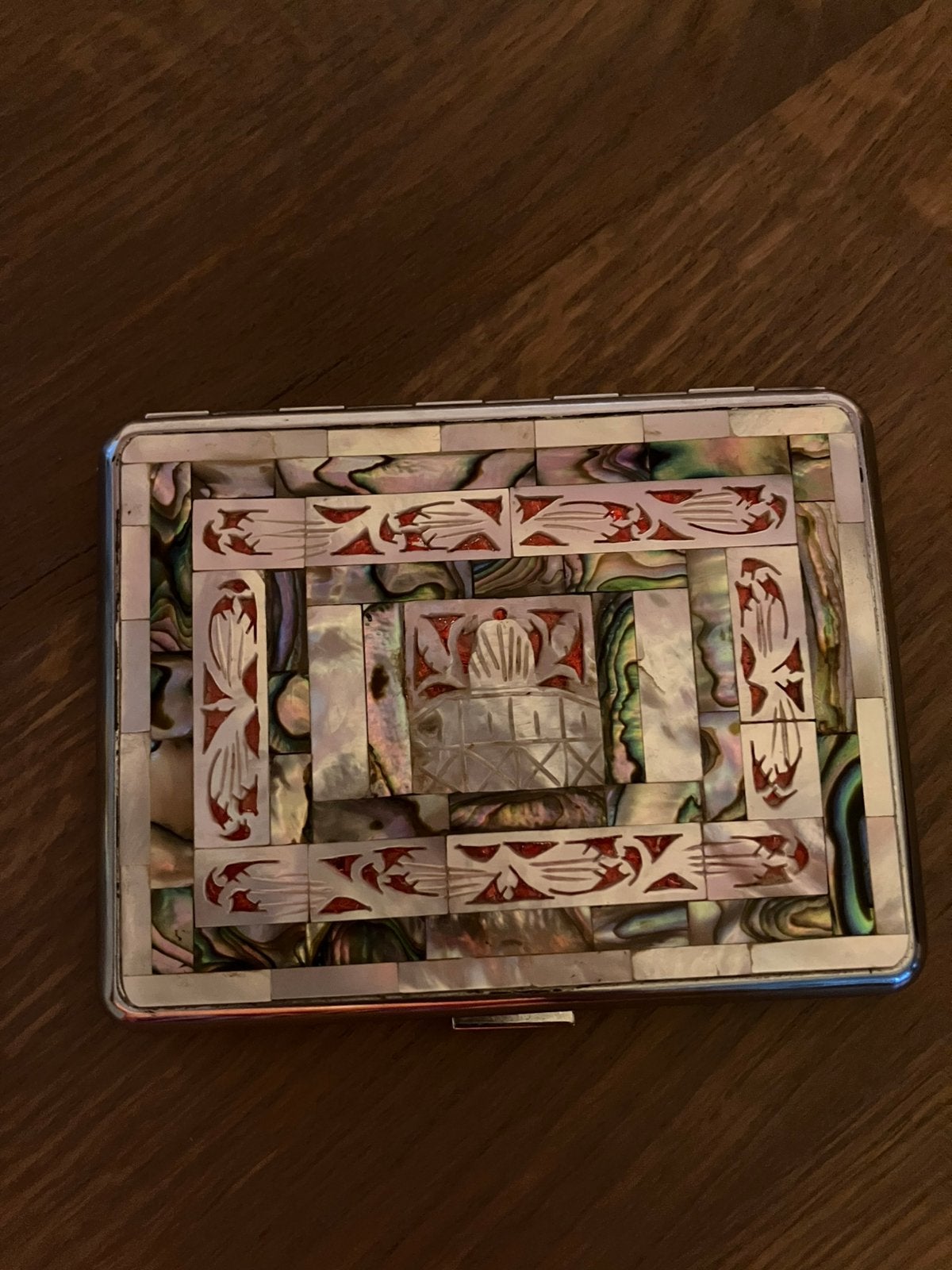 Vintage parelmoer sigaretten koker emu, Ophalen of Verzenden, Gebruikt, Overige typen