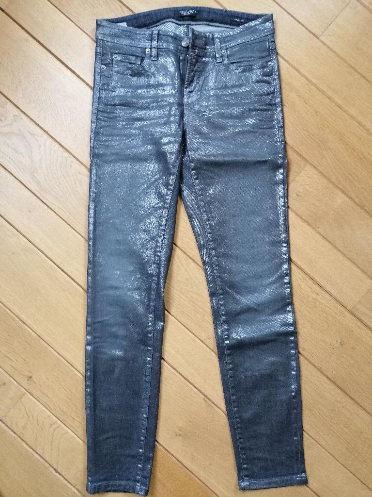 CAMBIO Jeans spijkerbroek donker grijs metallic maat 36, Kleding | Dames, Broeken en Pantalons, Cambio, Ophalen of Verzenden, Zo goed als nieuw
