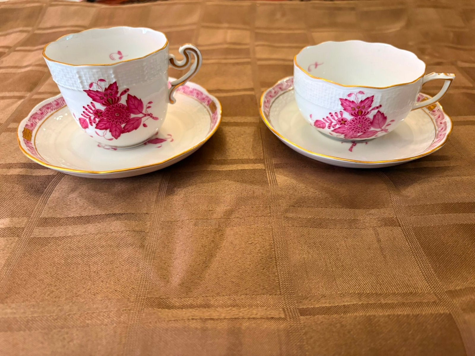 Herend heren en dames kopje + schotel, Ophalen of Verzenden