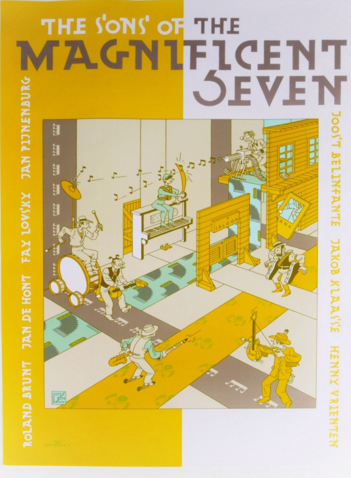 Joost Swarte "The Sons of the Magnificent Seven" XL format!, Antiek en Kunst, Ophalen of Verzenden