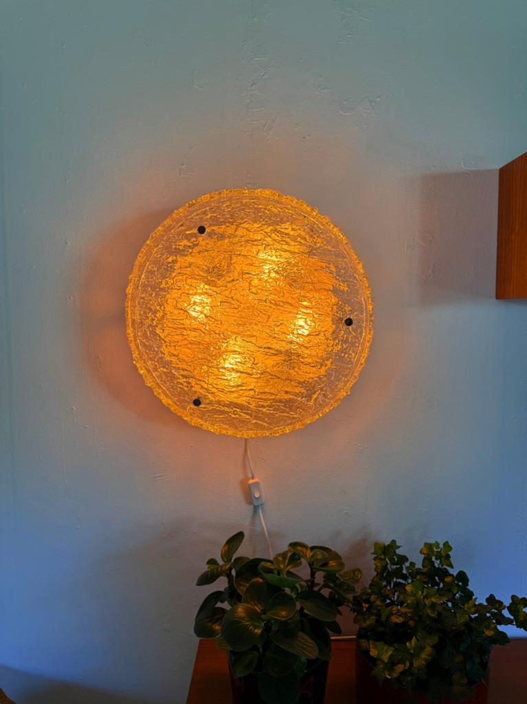 Tambour XL iceglass wand/plafondlamp, Kaiser Leuchte ‘70, Ophalen of Verzenden, Zo goed als nieuw, Glas