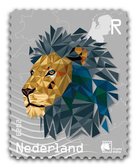 NL crypto zegel 2 - Leeuw - zwart met NFT, Ophalen, Na 1940, Postfris