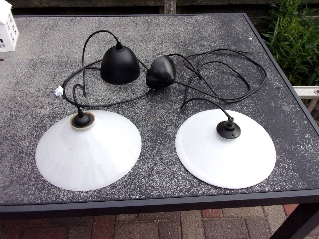 2 Hanglampen, Ophalen, Gebruikt, Glas, E27 (groot)