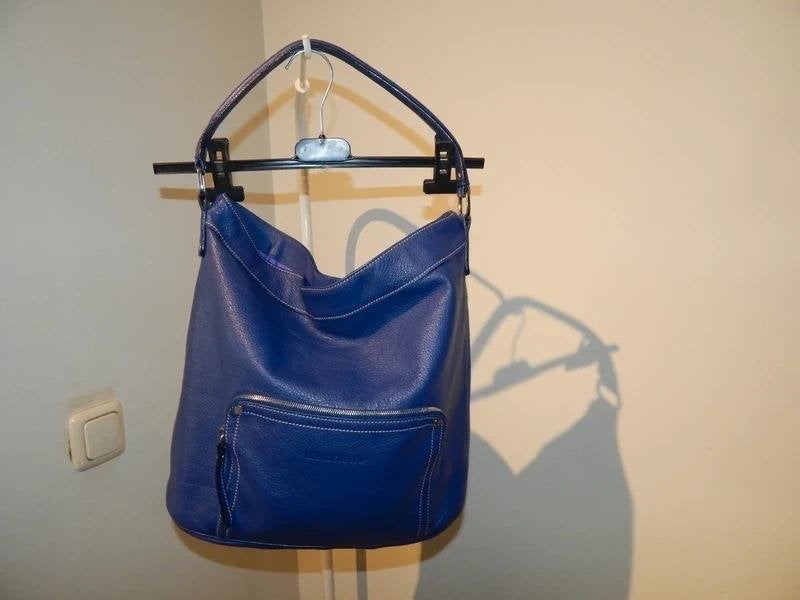 Longchamp prachtige leren tas mooie blauw tint Als Nieuw