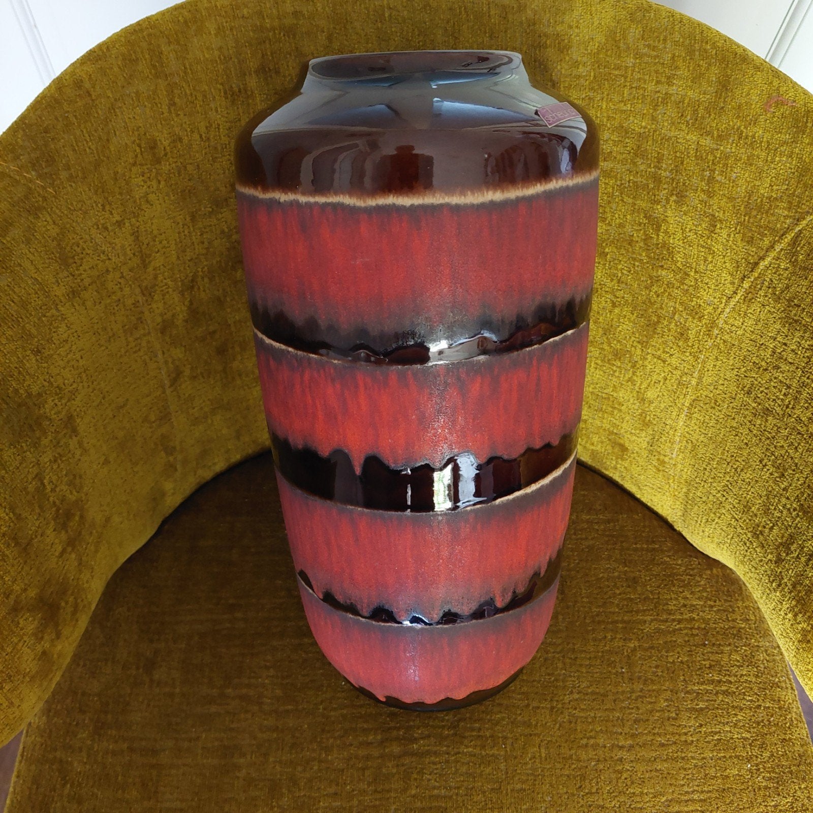 Vintage Scheurich vaas, rood/bruin, West Germany 517-38, Antiek en Kunst, Ophalen