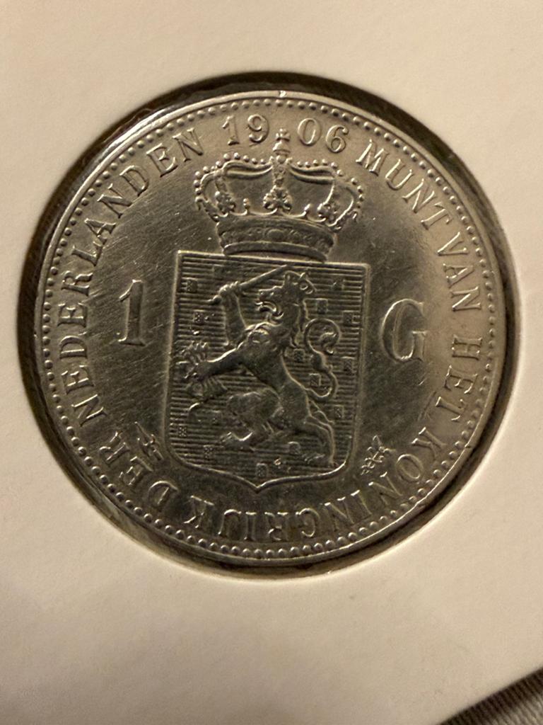 Zeldzame gulden 1906 Wilhelmina, Postzegels en Munten, Munten | Nederland, 1 gulden, Zilver, Ophalen of Verzenden, Koningin Wilhelmina