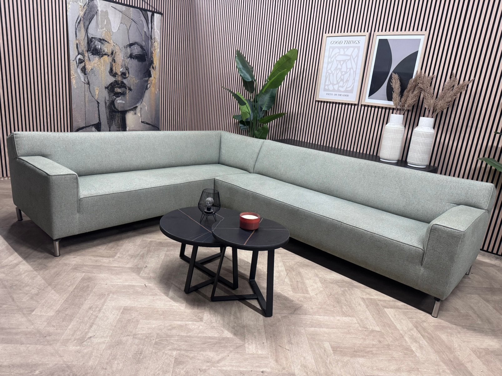 ZGAN Suze Jamé Design Hoekbank - Saliegroen - 315 x 245, -, -, Hoekbank, 300 cm of meer