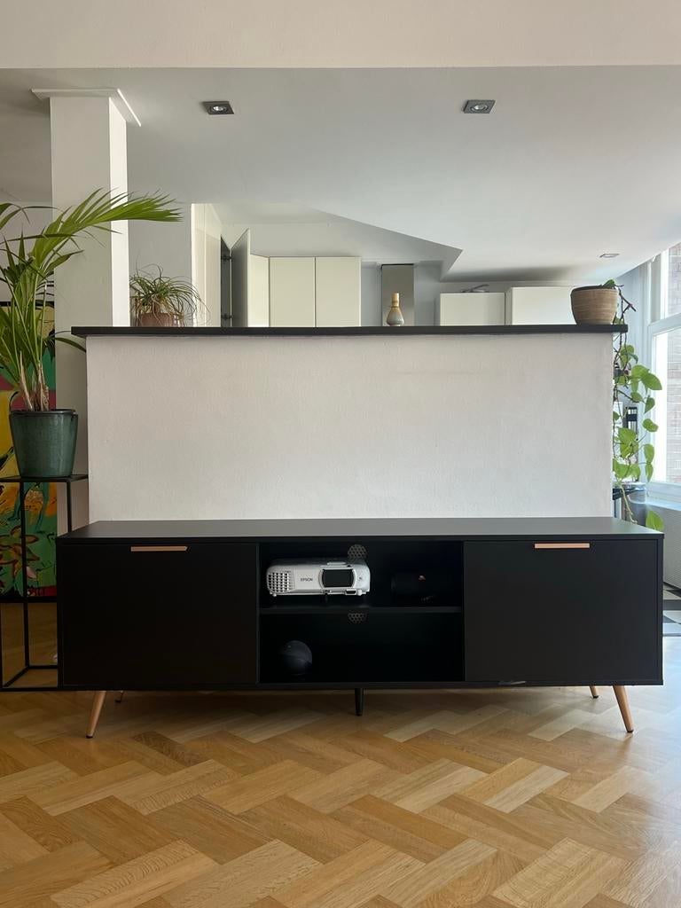Belliani INDIO tv-meubel Zwart, Ophalen, 150 tot 200 cm, Zo goed als nieuw, Minder dan 100 cm