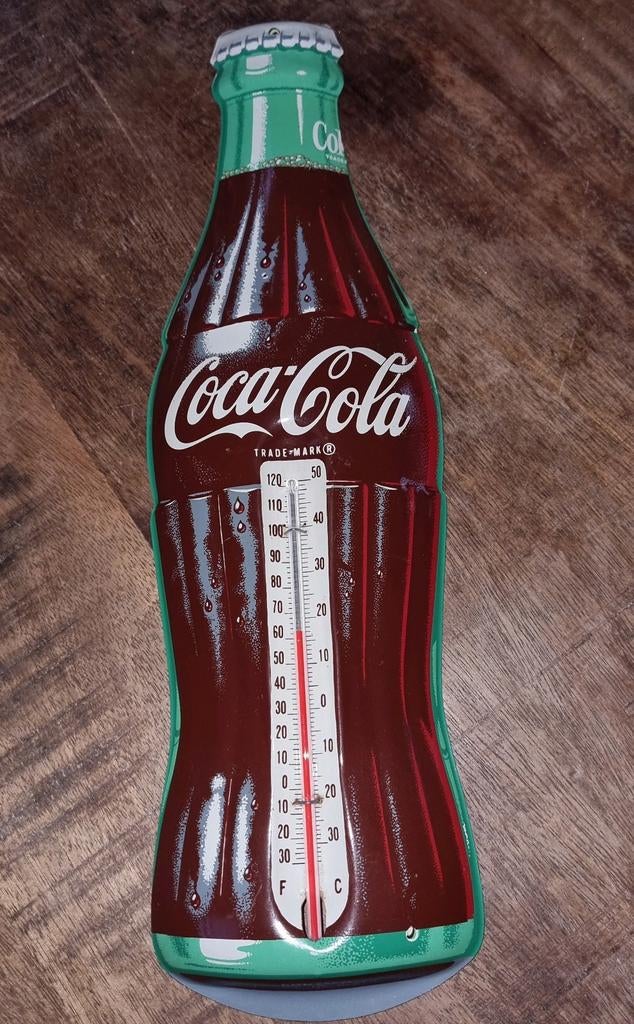 Coca-Cola Fles Thermometer Blik Jaren 50 / 60., Verzamelen, Ophalen of Verzenden, Zo goed als nieuw, Reclamebord