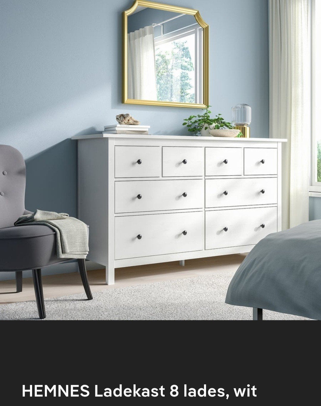 Onderdelen van HEMNES Ladekast 8 lades, wit mdf, Ophalen, 100 tot 150 cm, 150 tot 200 cm, Zo goed als nieuw
