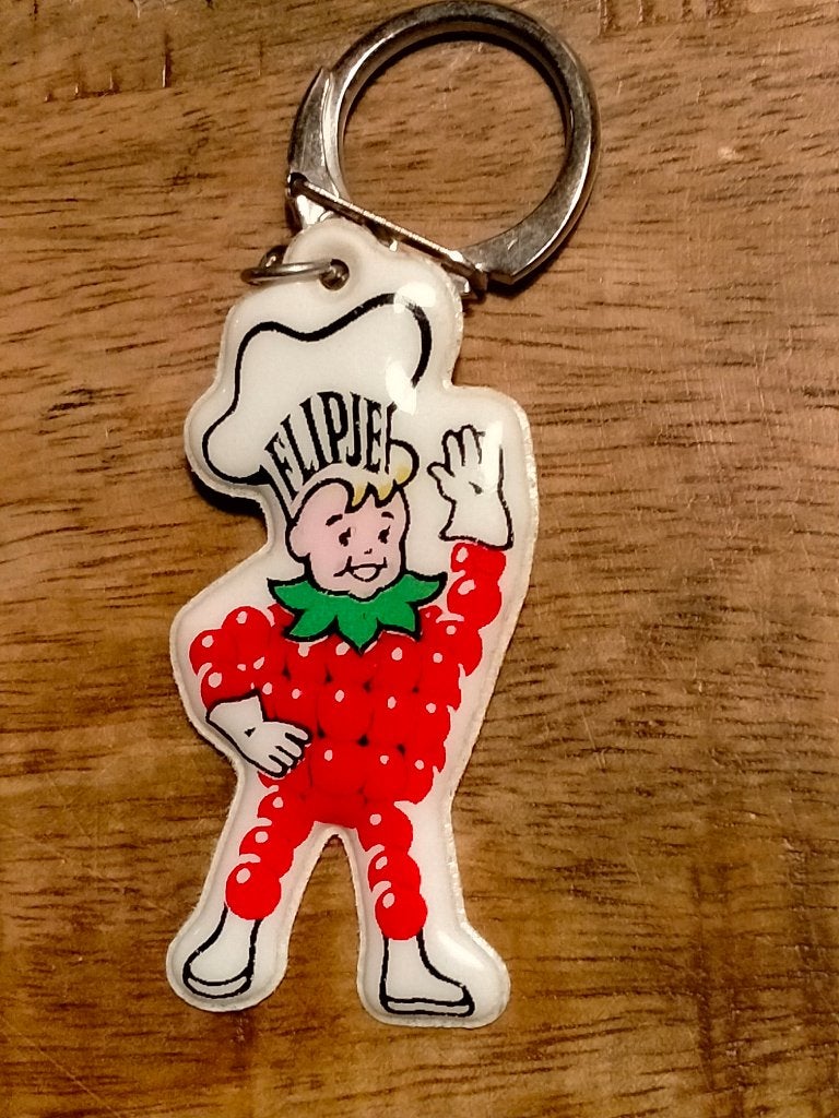 Flipje Tiel jam betuwe vintage logo sleutelhanger reclame, Verzenden, Overige figuren, Gebruikt, Overige typen