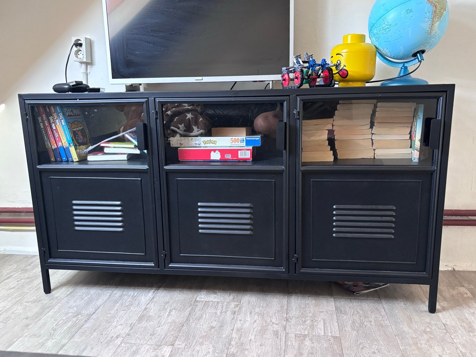 Woood dressoir Ronja metaal zwart (hxbxd) 76x140x35cm, 100 tot 150 cm, Retro industrieel, Ophalen of Verzenden, Zo goed als nieuw