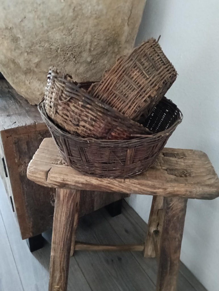 Set van 3 leemmanden / siermanden leemmand, Huis en Inrichting, Woonaccessoires | Schalen en Manden, Mand, Rond, Ophalen of Verzenden