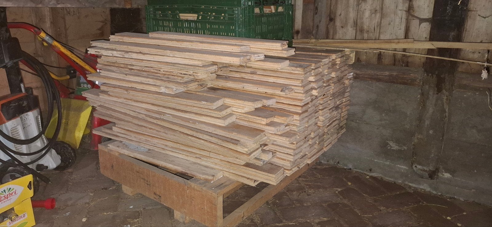 Haagbeuk parket vloerdelen - ca. 10m2, Gebruikt, 10 m² of meer, Hout, Ophalen