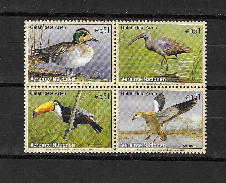 Verenigde naties vogels bedreigde dieren blok, Verzenden, Postfris, Dier of Natuur
